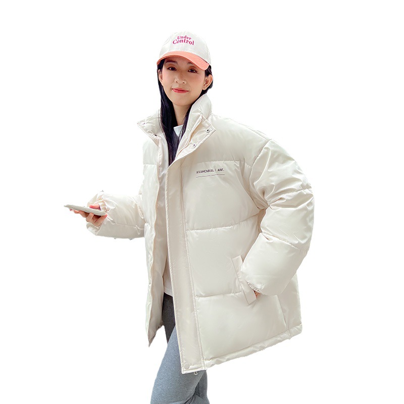 2023 Winter New Down Cotton Coat Women's Loose BF Style Standing Collar Mid length Cotton Coat Thickened Student Bread_voghion.com