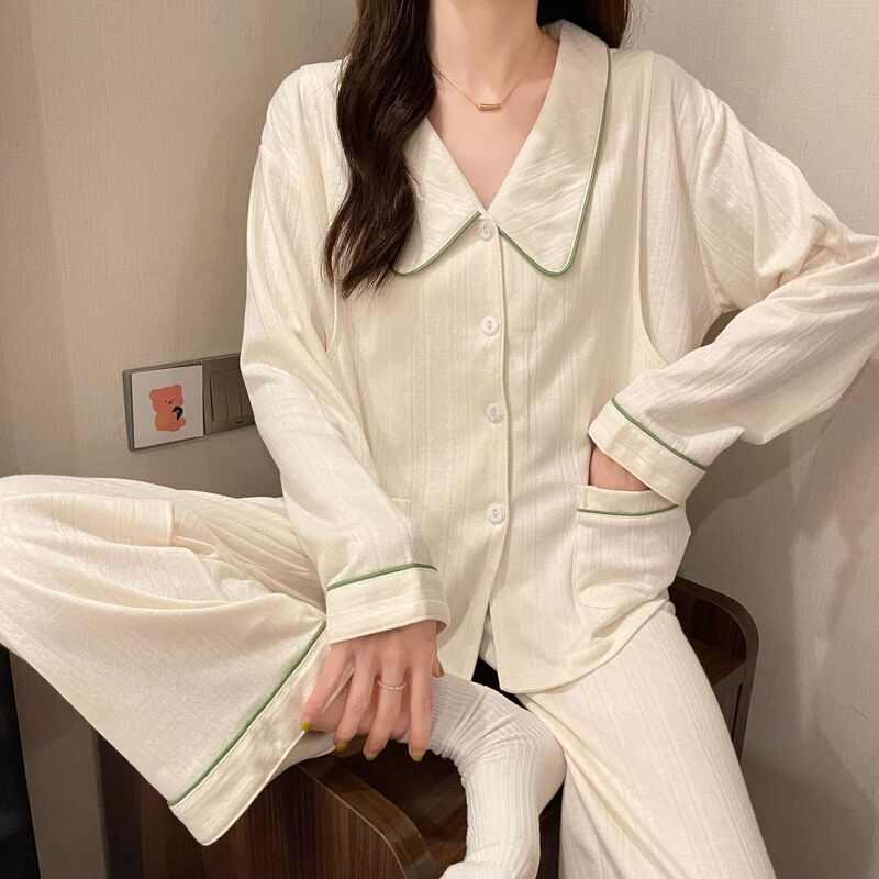 Yuezi Clothing Combed Cotton Jacquard Pregnant Women's Pajamas Spring and Autumn Postpartum Feeding Breastfeeding Clothing Set Large Size Home Clothes Yuezi Clothing Combed Cotton Jacquard Pregnant Women's Pajamas Spring and Autumn Postpartum Feeding Breastfeeding Clothing Set Large Size Home Clothes