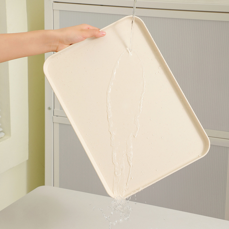 Ins-style rectangular tray decoration for restaurant use, plastic commercial serving tray plate, high-end Nordic style