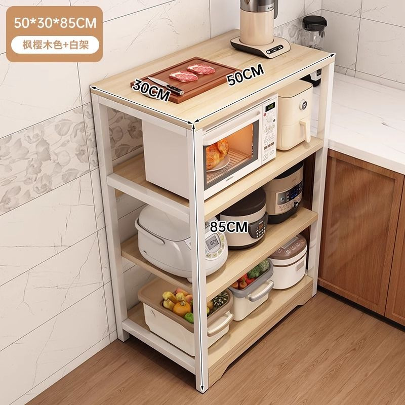 Estante de cocina multicapa de piso estante de almacenamiento de horno de microondas armario de comedor multifuncional casero contra la pared armario de almacenamiento integrado