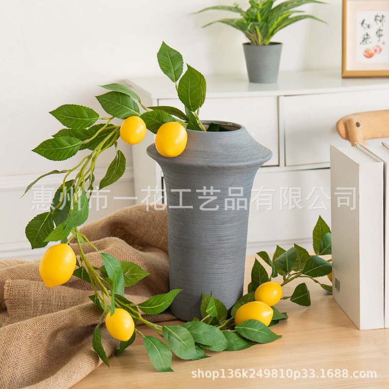 葉付きレモンフルーツの128本のフォーク、人工花、造花、新しい供給元メーカー、装飾用の人工藤、人気の人工藤|undefined