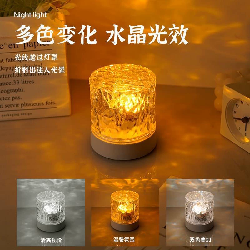LED акрил север lights динамическая вращающаяся водная картина лампа для спальни у bedside столика мини ярко светящаяся ночная лампа