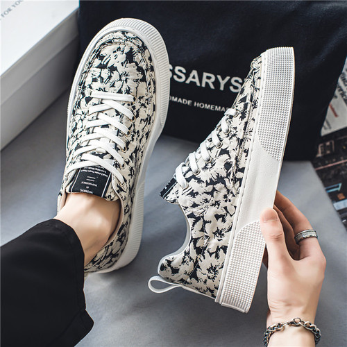 Canvas Men's Shoes Summer Breathable Thin Model Trendy Versatile Casual Thick Sole Shoes Men's Sports Minority Fabric Shoes Fashion Shoes
