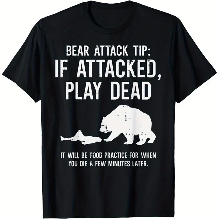 Camping Bear Attack Warning Funny Hiking Camper T-Shirt Cotton Gift for Male Friends Heavyweight Cotton T-Shirt Camping Bear Attack Warning Funny Hiking Camper T-Shirt Cotton Gift for Male Friends Heavyweight Cotton T-Shirt