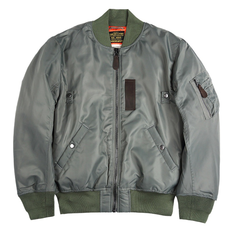 OKONKWO otoño e invierno nuevo color sólido MA-1 vuelo chaqueta acolchada lana gruesa MA1 impermeable chaqueta abrigo