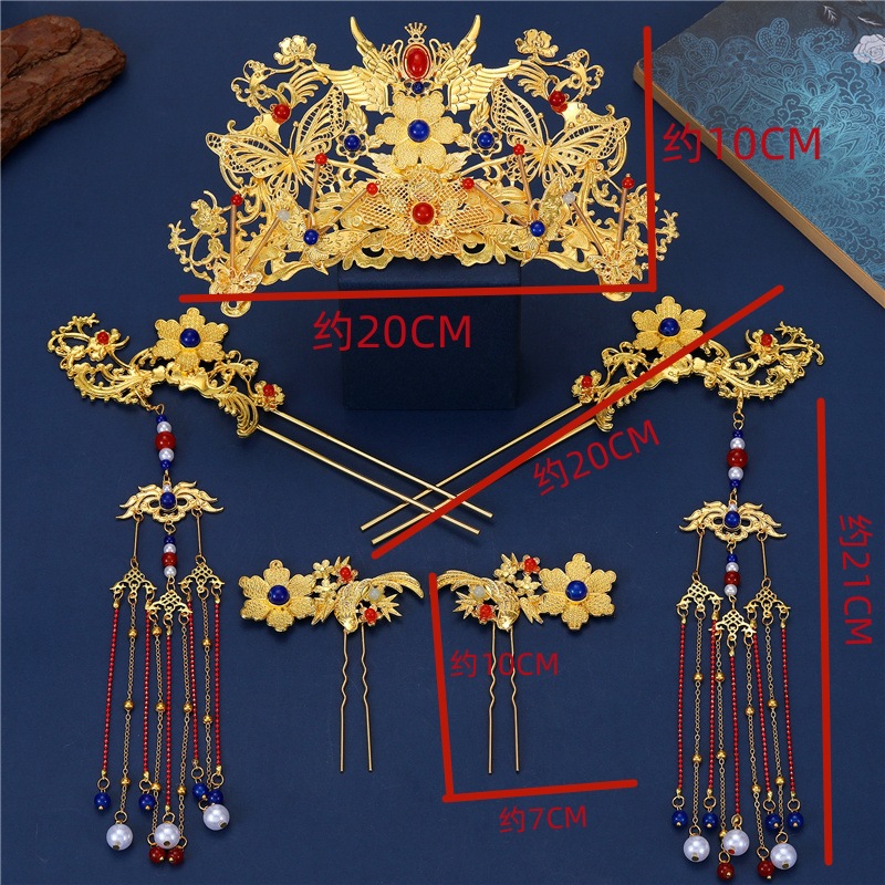 Retro Palace-Style Ming-Style Tang-Style Hanfu Hair Crown, Finely Crafted Tassel Hairpin Set, Ancient Style Accessories, Hair Ornaments, Hairpin