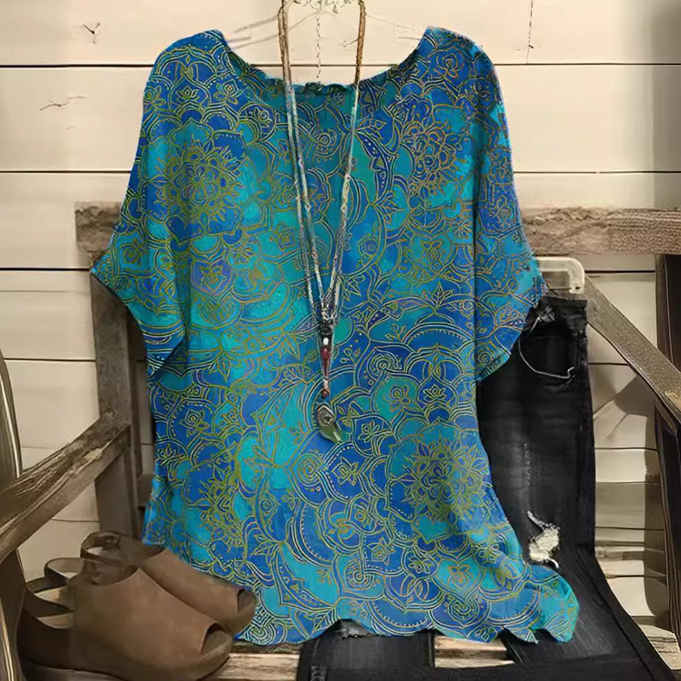 summer shirt with a round collar