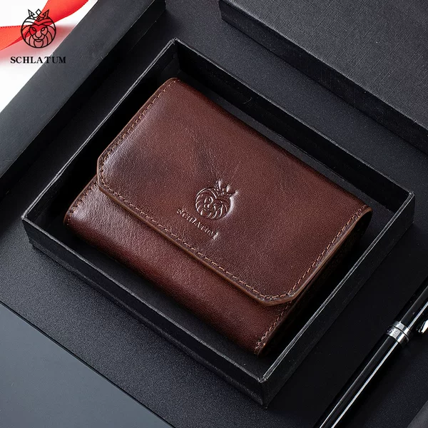 Leiden First Layer Cowhide Rfid Anti-Theft Wallet 70% off Men's Short Genuine Leather Vintage Cross-Border Men's Wallet
