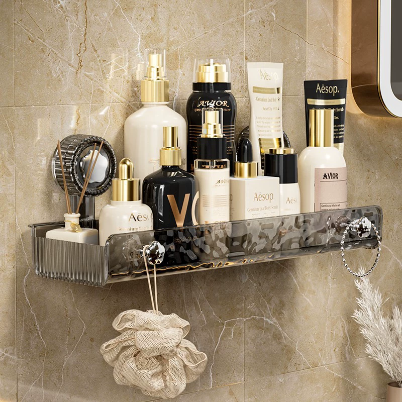 Настенная полка-органайзер на присосках для ванной комнаты, кухонная полка-органайзер на присосках с сильным самоклеящимся креплением без сверления