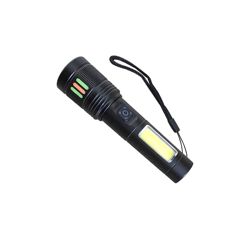 Antorcha láser blanca telescópica zoom con lámpara lateral de aleación de aluminio iluminación de luz intensa antorcha portátil multifuncional