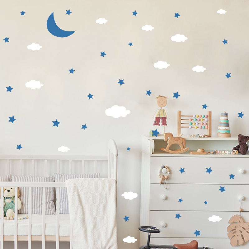 Cartoon Moon Clouds Stars Wall Stickers Wholesale display picture 9