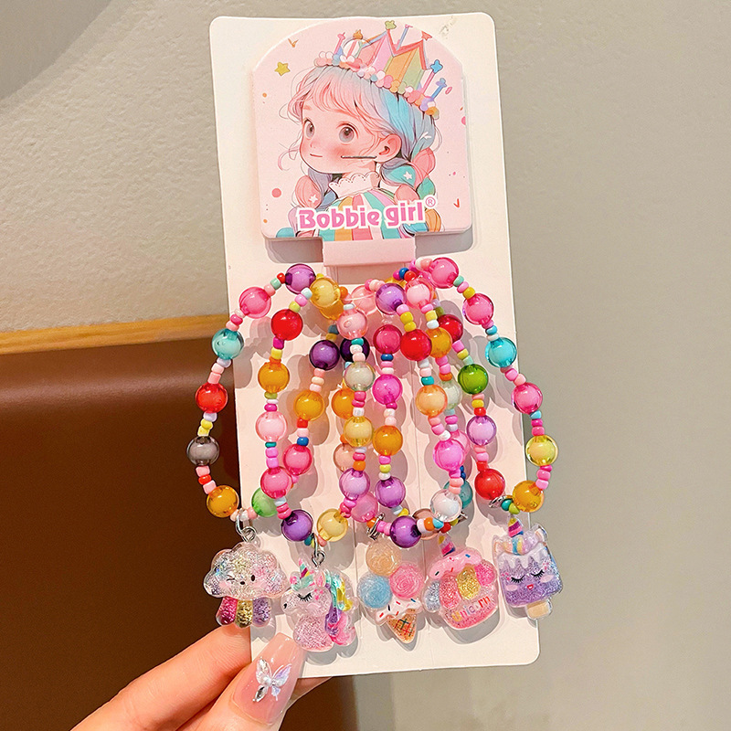 Nuevo pulsera infantil dibujos animados lindos pulseras joyas joyas para niñas joyas de juguetes cuentas pulsera princesa pequeña