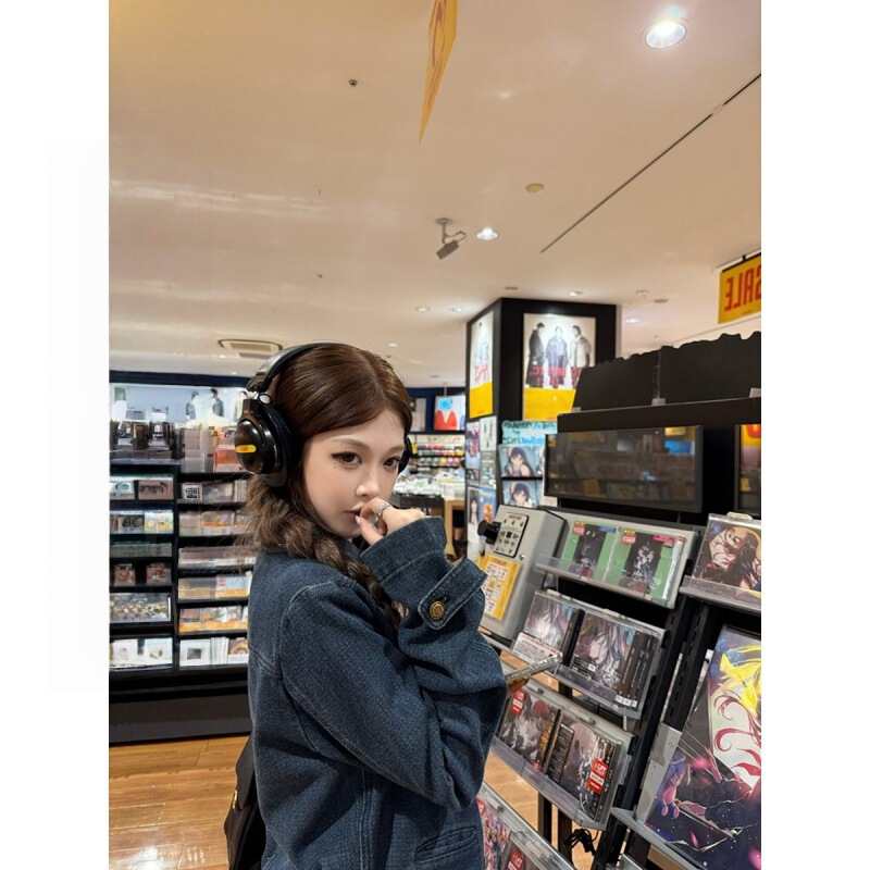 Tomato Man "Cowboy Is Old Money" Vintage Stand Collar Regular Shoulder Gold Button Pocket Denim Jacket Women's Autumn