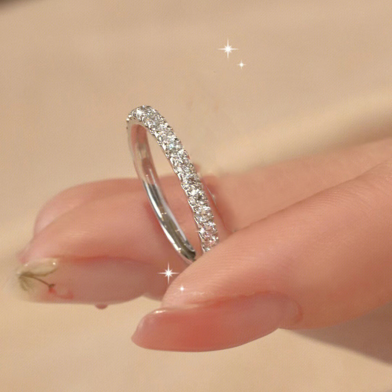 Xiaohongshu の同じスタイル s925 スターリングシルバーフラッシュニッチ宝石カップル結婚指輪行リングモアッサナイトダイヤモンドリング多用途|undefined