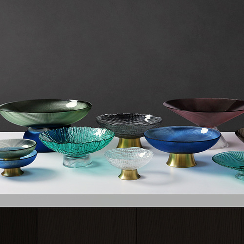 Crystal glass fruit plate living room home coffee table modern simple salad bowl snack candy plate snack basin