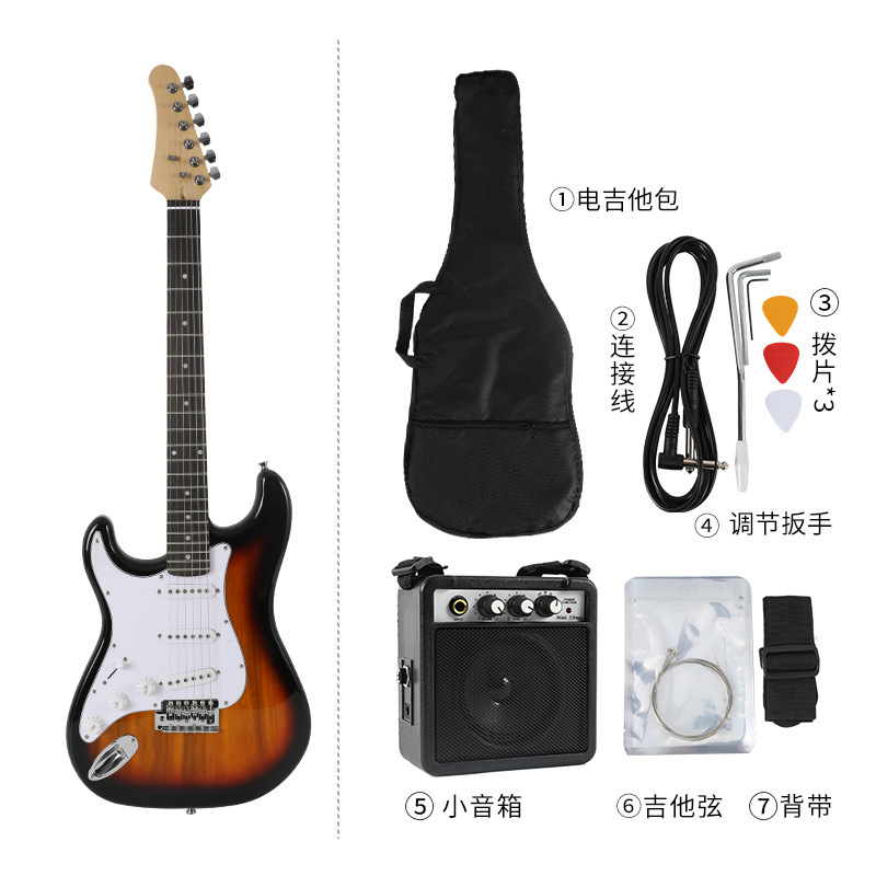クロスボーダーエレキギター 22 フレット ST エレキギターセット学生初心者エントリーレベルの弾む楽器ロックエレキギター卸売|undefined