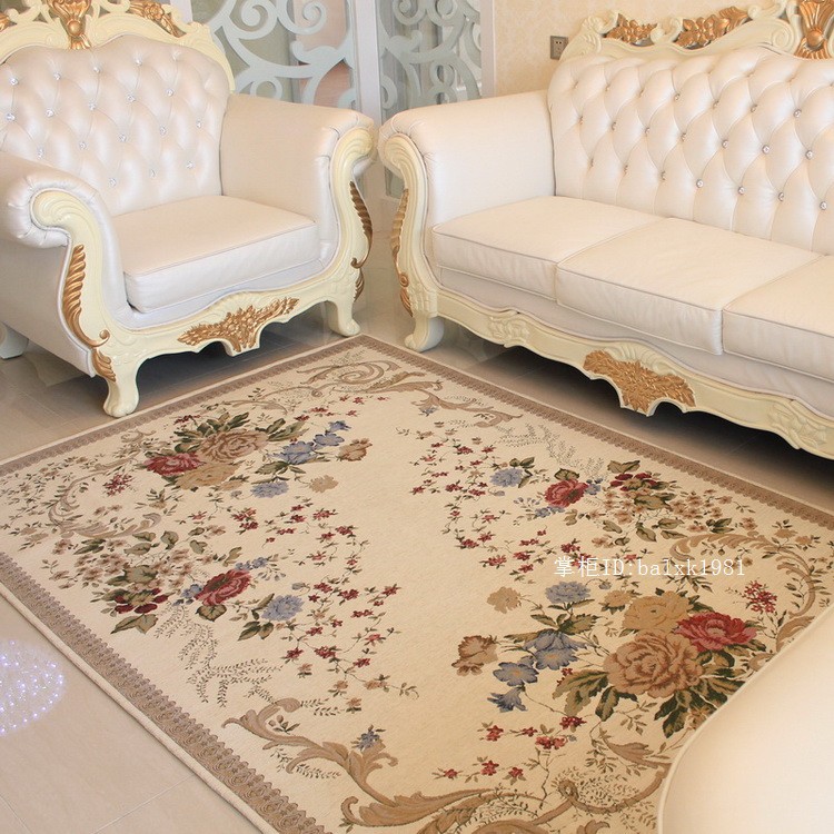 2F歐式田園地毯茶几客廳臥室床邊毯大地墊多尼爾可機洗進門腳墊門