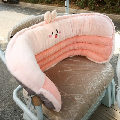 Electric car cushion Cushion and Backrest Integrated Plush - pink-rabbit-rear-barrier-seat-cushion-8040cmback-cushion-13040cm