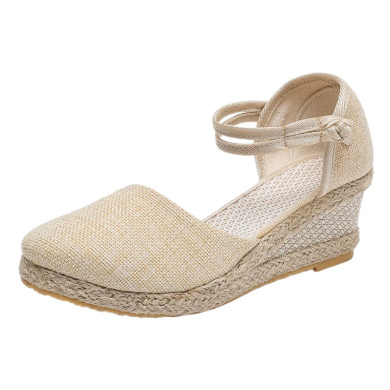 Женские Сандалии Лето 2024 года, Новые повседневные европейские и американские сандалии на высоком каблуке на танкетке, модная женская обувь в Корейском стиле