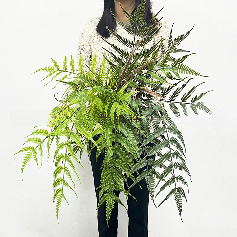 Rubber Simulation Green Plant Golden Silk Monkey Fern Bundle Fern Plant Wall Green Plant Landscape Indoor Soft Furnishing TV Stand Flower Arrangement