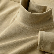 欧货轻奢秋冬季保暖加厚长袖t恤男士新款休闲内搭摇粒绒打底上衣