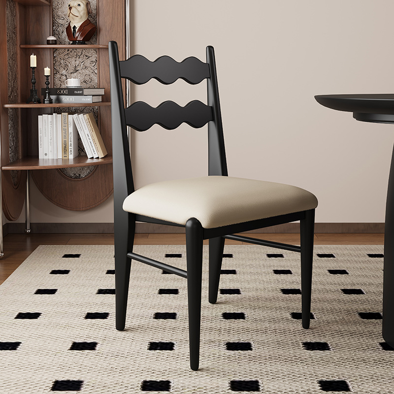 Silla de comedor de madera maciza retro francesa, hogar, restaurante medieval, silla trasera de tela de algodón y lino, mesa y silla de comedor de cuero de microfibra para hotel