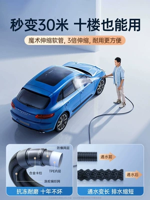 Suitable for car wash water guns, high-pressure household cleaning, 2026 new model nozzle, retractable hose, new type of high-pressure hose