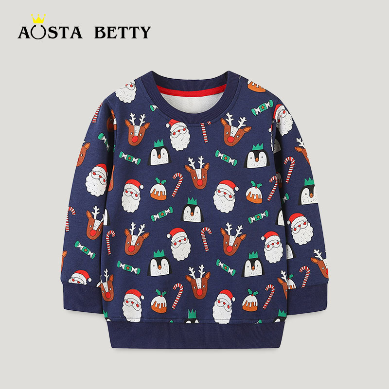 Otoño aostabetty nuevo suéter de los niños europeos y americanos estilo suéter de Navidad camiseta