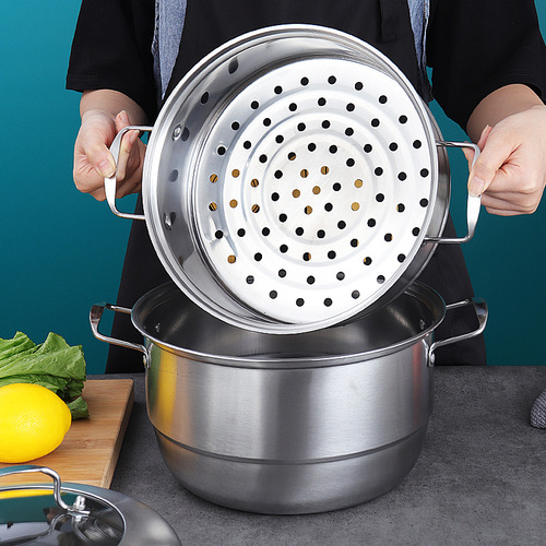 Steamer stainless steel three-layer large capacity 304 double-layer household thickened soup steamer 28C gift pot manufacturer wholesale