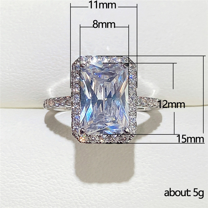 8g Weight Wholesale Simple Style Shiny Rectangle Copper Inlay Zircon Rings