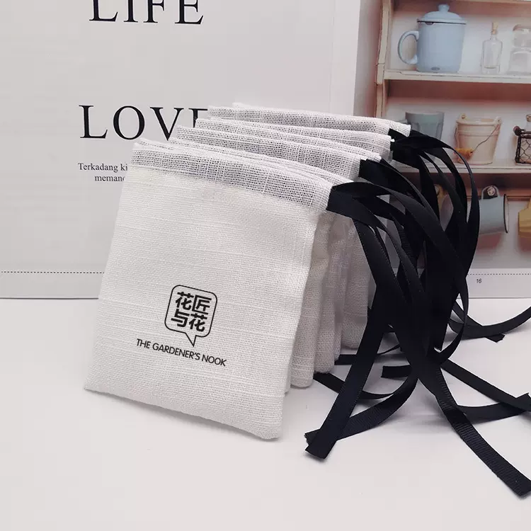 新品麻布袋抽绳束口袋白色棉麻袋珠宝袋子首饰包装小袋可印LOGO