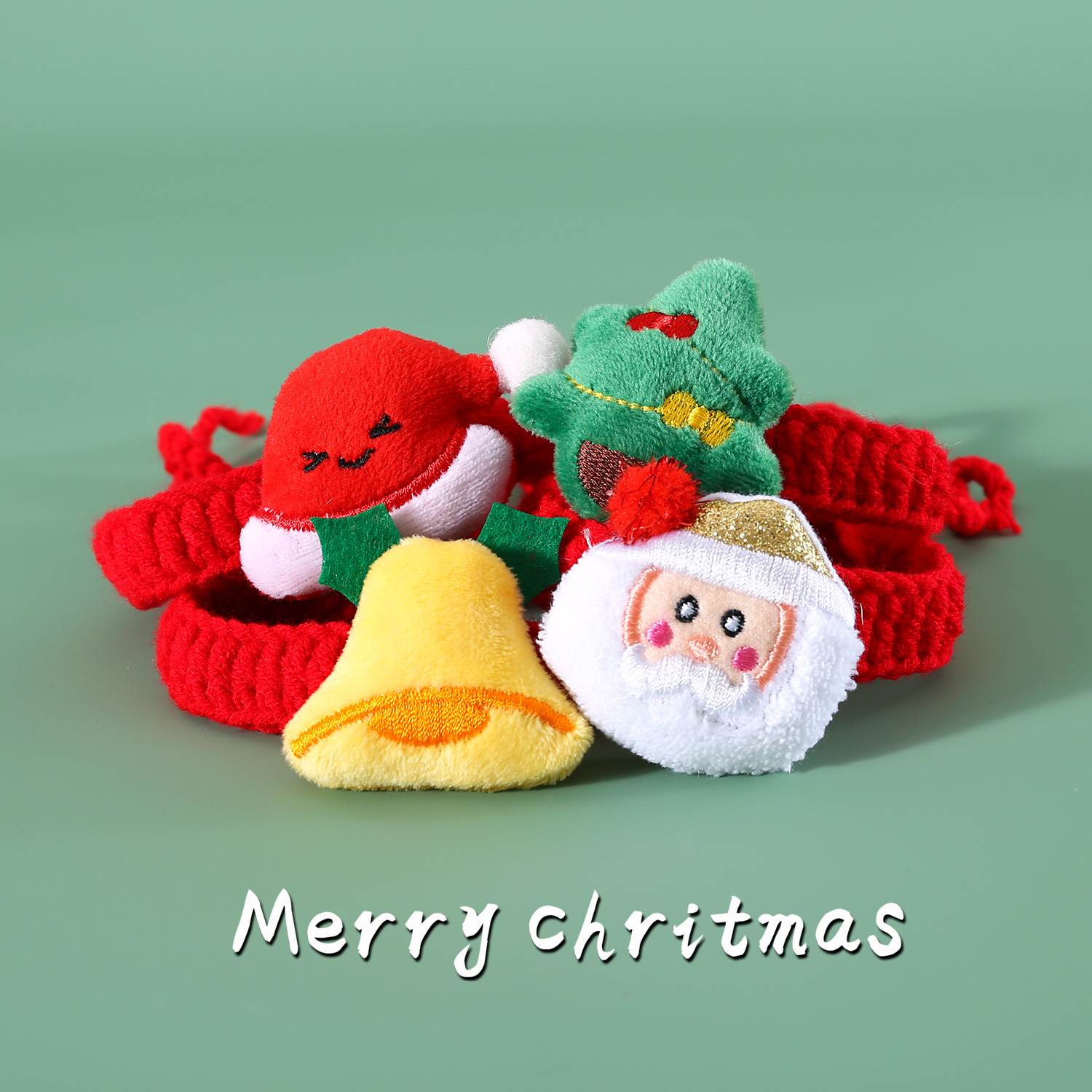 2023 lana de punto de Navidad bufandas mascotas perros gatos dibujos animados bufandas collares bufandas de Santa Claus