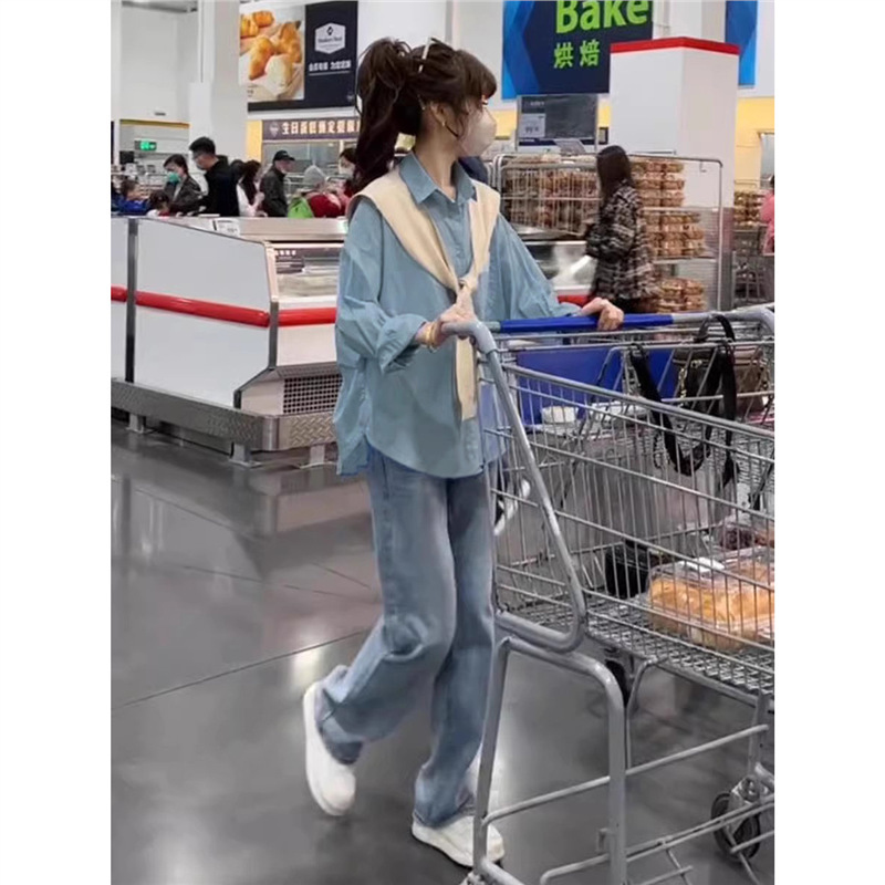高级感休闲白衬衫女上衣洋气小衫2025春秋新款宽松打底长袖白衬衣|undefined