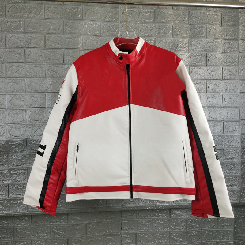 跨境美潮原创设计加工美式宽松版型皮衣机车服重工刺绣男女同款潮|undefined