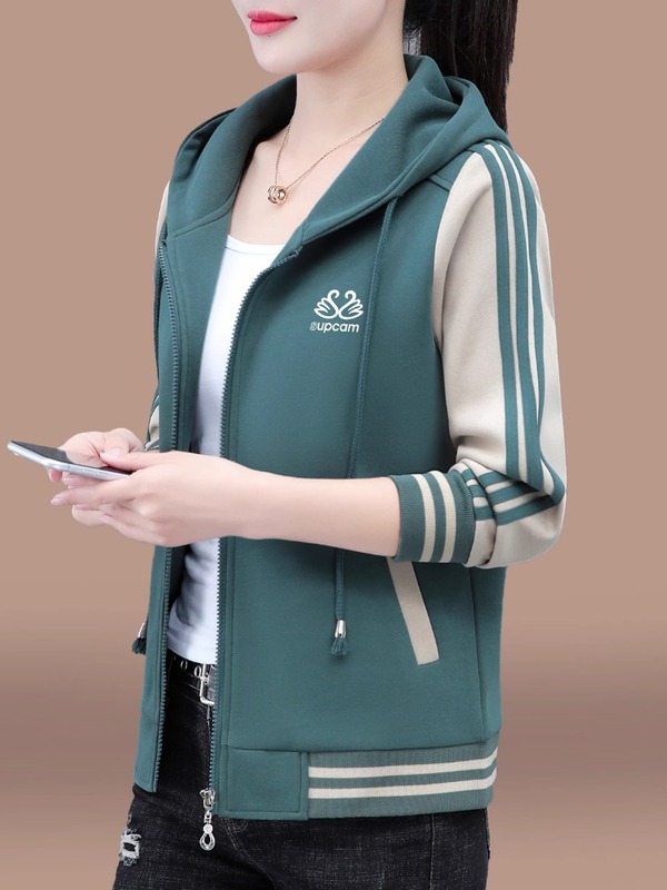 女士卫衣外套春秋2025新款中年妈妈洋气减龄秋装宽松连帽休闲上衣|undefined