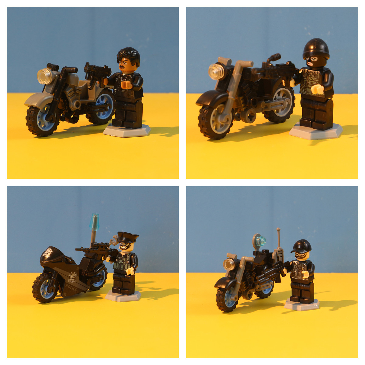 Starle 501B anti-terrorismo equipo de construcción de partículas pequeñas muñecas juguetes motocicleta coche de policía niños niños ensamblaje