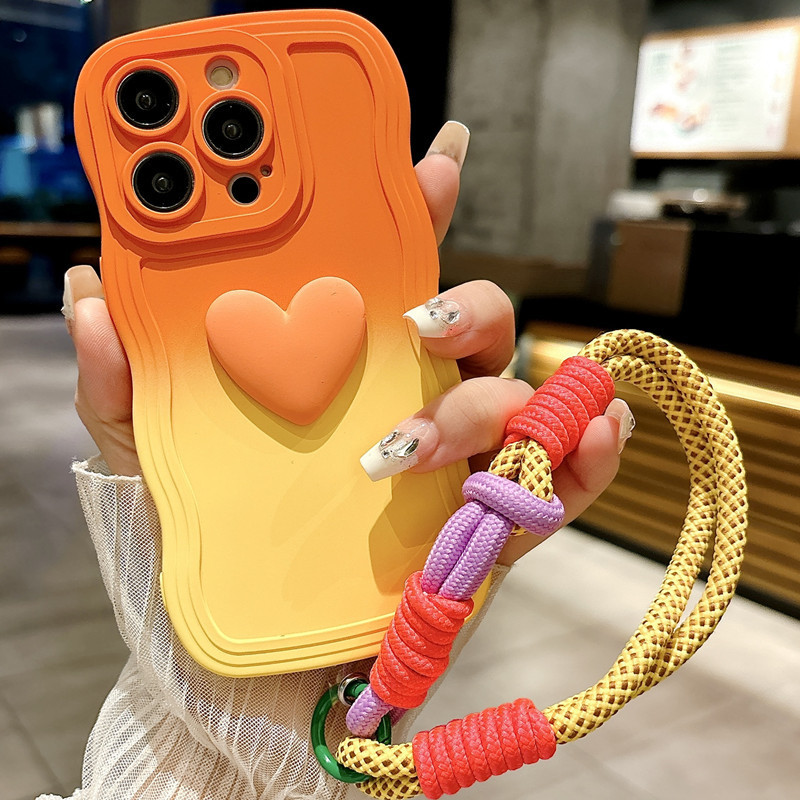 Suitable for iPhone 16 Phone Case, Apple 15 Pro Niche Style, 14 Lanyard, 13 Gradient, 17 New Model, Se Heart, 12/11