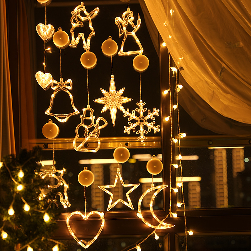 Cross-border new Christmas light led window suction cup chandelier elk Bell room Party Christmas holiday decoration light Cross-border new Christmas light led window suction cup chandelier elk Bell room Party Christmas holiday decoration light