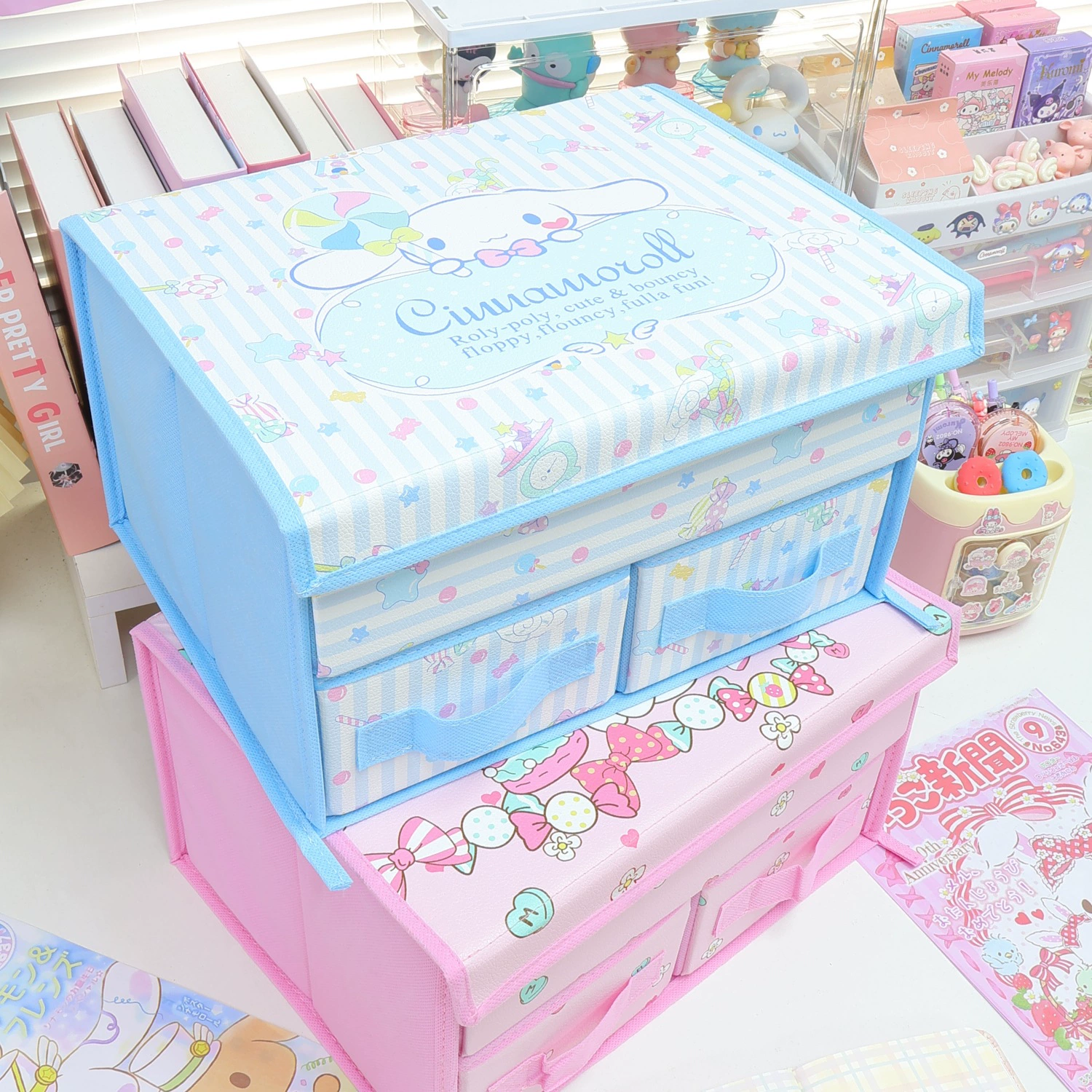 Cartoon cloth, underwear, double-layer storage box, bra, socks, foldable stationery