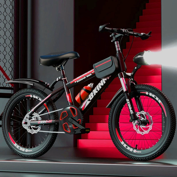 ¤LED light black and red/single speed [disc brake/shock absorption] gift pack-18 inches 6-9 years old 120-140+