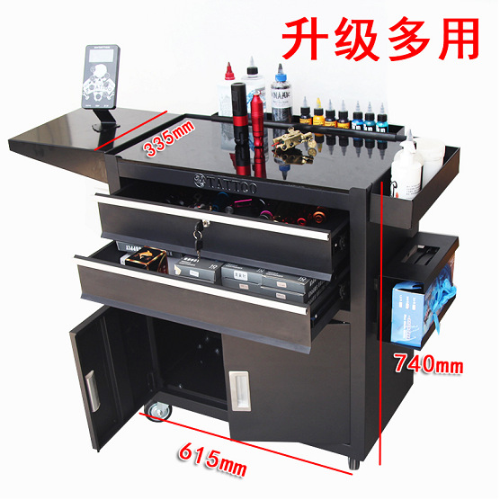 Tattoo workbench upgrade: tattoo tool cart with drawers, push cabinet, and casters. (Cross-border sourcing)