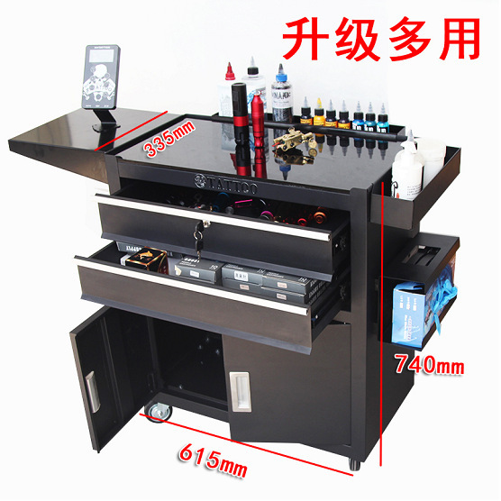 Tattoo Workbench Upgraded Tattoo Tool Cart Drawer-Type Push Cabinet Mobile Roller Operating Table Cross-Border Source