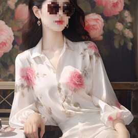 暖枫莱今年流行漂亮的白色碎花衬衫春装女2026年新款很仙的上衣奢