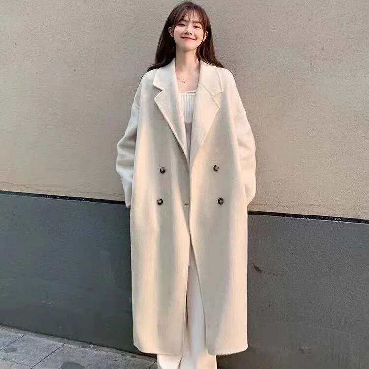 Double-sided wool coat for women, 2022 new autumn and winter mid-length Korean style plus-size loose woolen coat, thick Double-sided wool coat for women, 2022 new autumn and winter mid-length Korean style plus-size loose woolen coat, thick