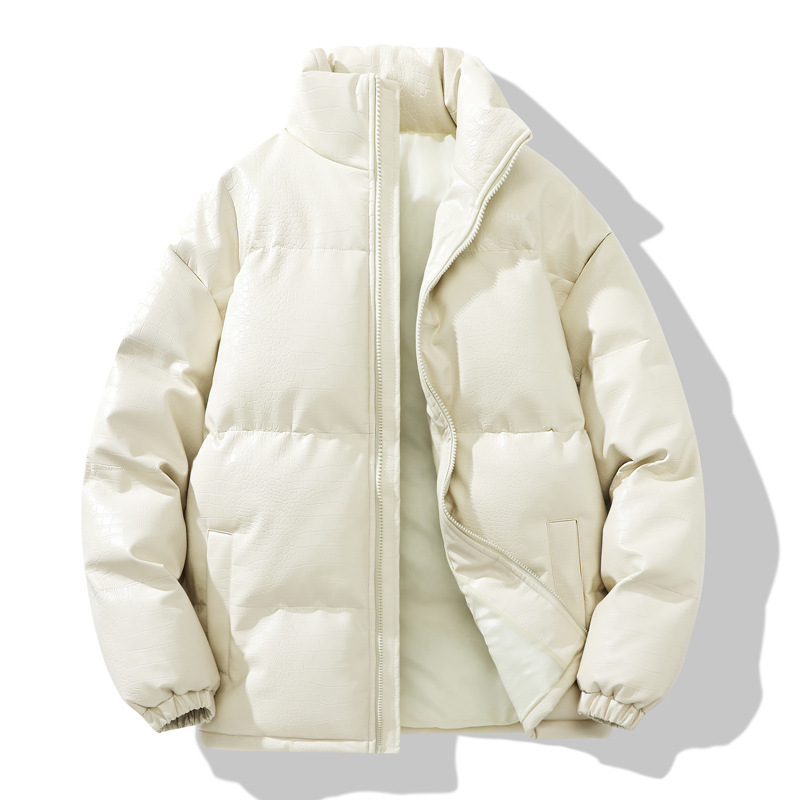 Winter Waterproof Crocodile Skin Pattern Cotton Outwear Trendy Brand Hong Kong Style Autumn and Winter Men's Thickeneded Warm Cotton Jacket Outwear Couple's Bread Outwear
