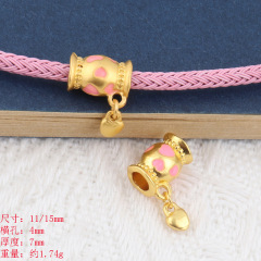 新品愛心兩件套蝴蝶 蝴蝶結愛心圓珠吊墜手鍊項鍊材料diy飾品配件