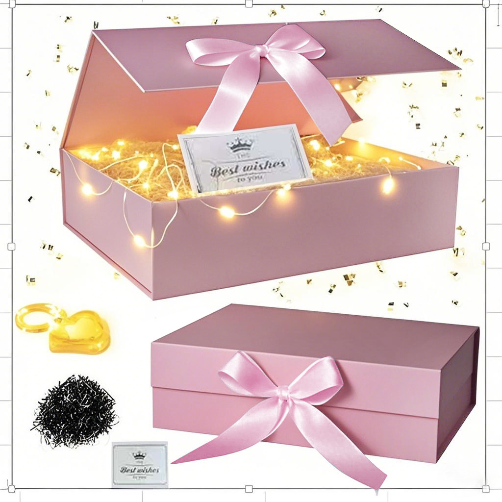 Caja de regalo plegable de la tapa del cielo y la tierra de venta caliente de Amazon Caja de embalaje de regalo del día de San Valentín Caja de regalo de tarjeta de felicitación de Lafite al por mayor