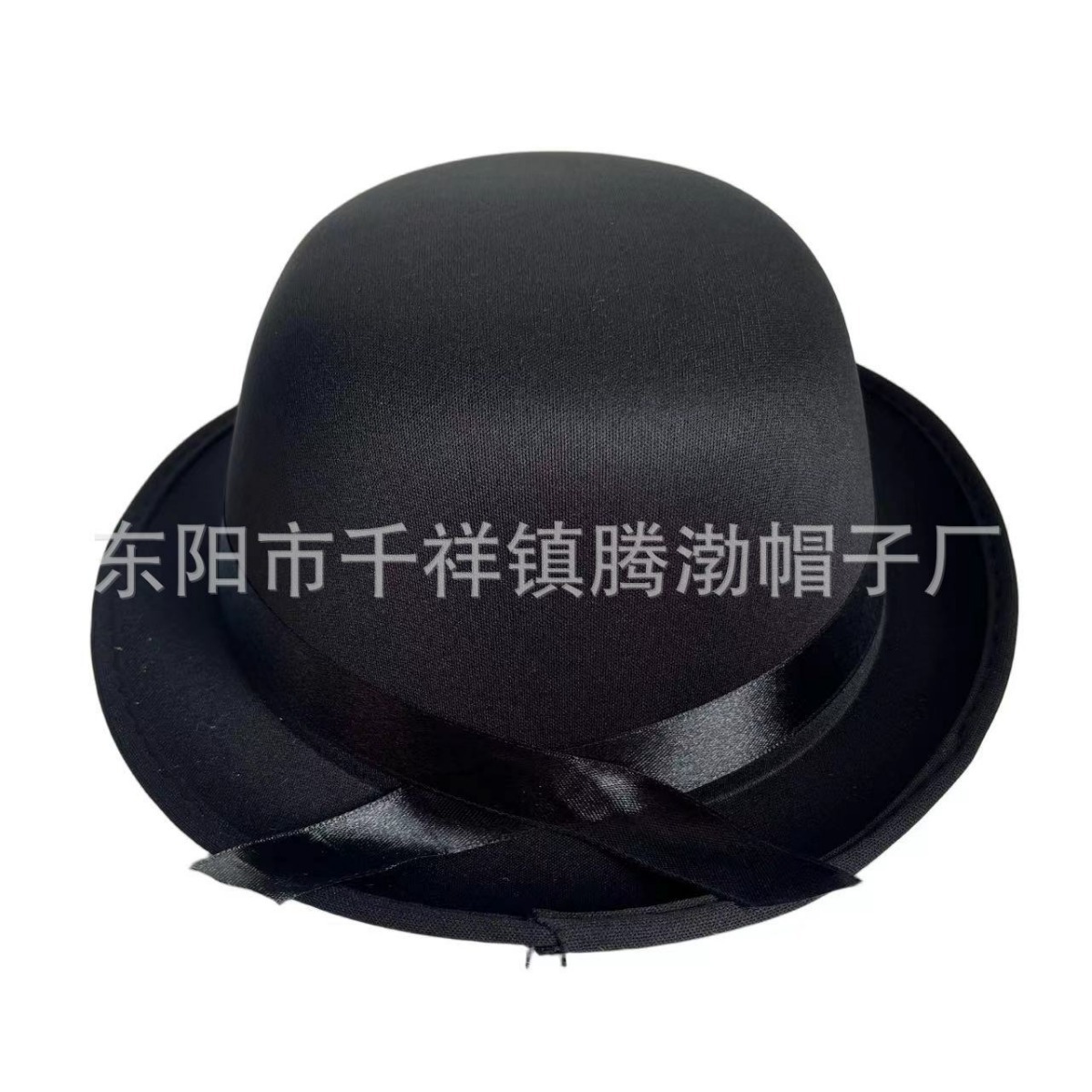 Tejido de punto negro transfronterizo pequeño sombrero redondo Compuesto de EVA que forma sombrero redondo logotipo imprimible fiesta Sombrero de bombín pequeño negro