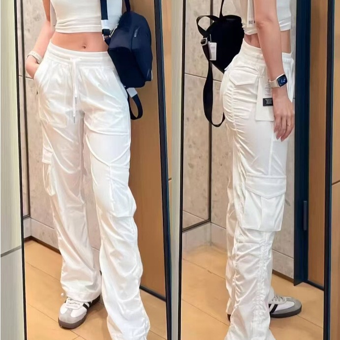 Lulu Original Label Dance Studio Casual Cargo Pants Paratrooper Leggings Hiking Pants Threaded Thin Quick-Drying Pants