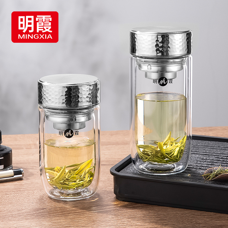 Clear Double-Layer Glass Cup with Unique Shape, High Borosilicate Egg Cup for Men, Business Office Tea and Water Cup, Gift Cup, Wholesale